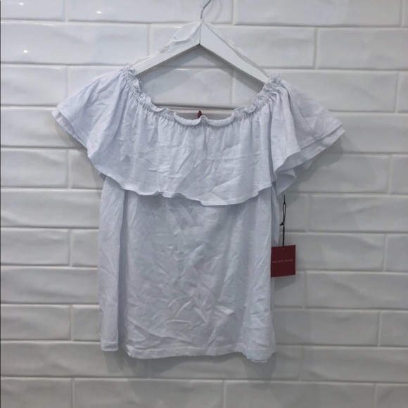SAKS Fifth Avenue Ruffle Off Shoulder Top - Picture 2 of 7